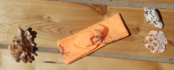 Stirnband "Einhorn" Neon-Orange im Turban-Look