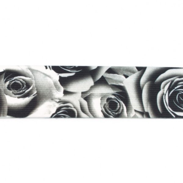 Gummiband bedruckt "40 mm" - Rose schwarz
