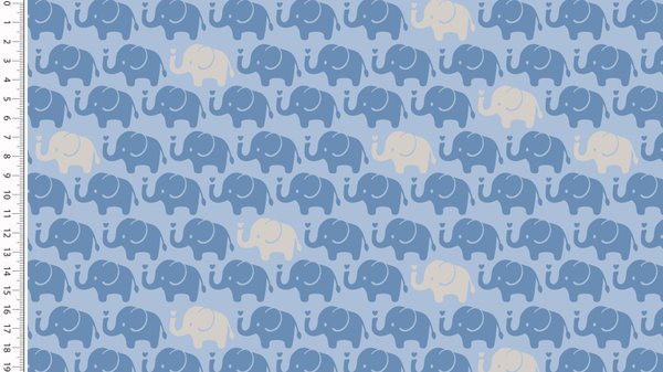Baumwoll-Jersey "Elefanten" - hellblau*