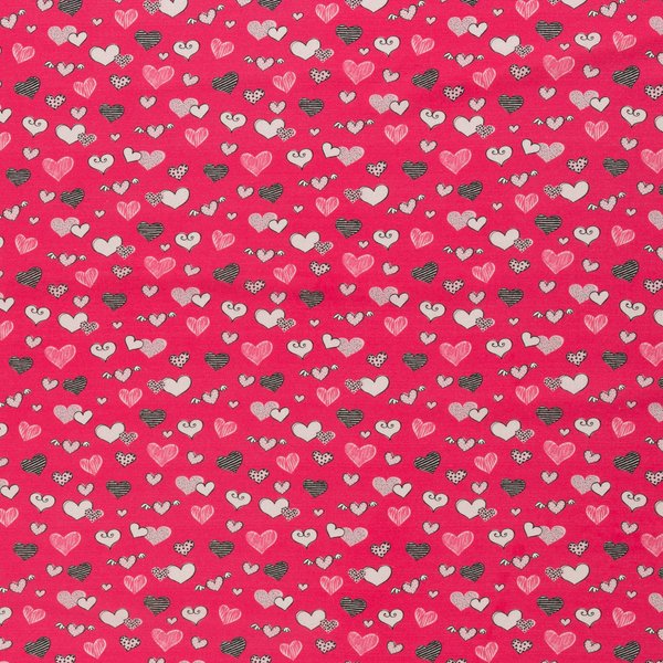 Baumwolle "Herzen" pink